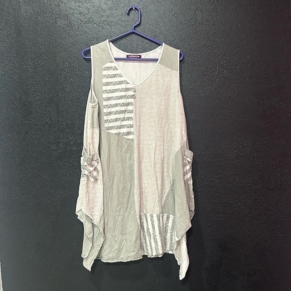 Taillissime Mint Green/White Sleeveless Dress with pockets Size L - Picture 1 of 8